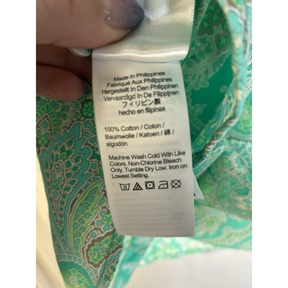 J.Crew Collection Womens 12 Green Paisley Long Sleeve Button Down Shirt Top - Picture 5 of 9